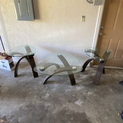 Glass Coffee Table And 2 End Tables 