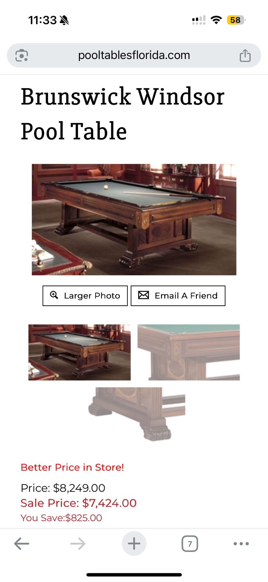 Brunswick Windsor Dark Walnut Pool Table