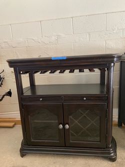 Dark Wood Bar Cabinet with Wine Rack