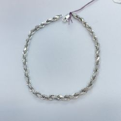 White Gold Rope Bracelet 14K New 