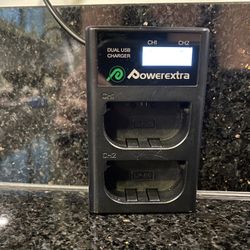 Powerextra LP-E6 LCD Dual USB Charger for Canon EOS Mark & Other Digital Cameras