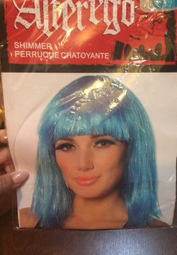 Blue shimmer wig costume