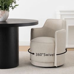 NEW 360° Swivel Upholstered Accent Dining Chair - Beige Linen