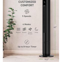 HOLMES 42" SmartConnect WI-FI Digital Tower Fan, ClearRead Display, Alexa Voice Control, 90° Oscillation, 5 Speeds, 4 Modes, 8-Hour Timer, Home, Bedro