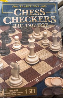 Traditions Chess Checkers Tic Tac Toe Set.