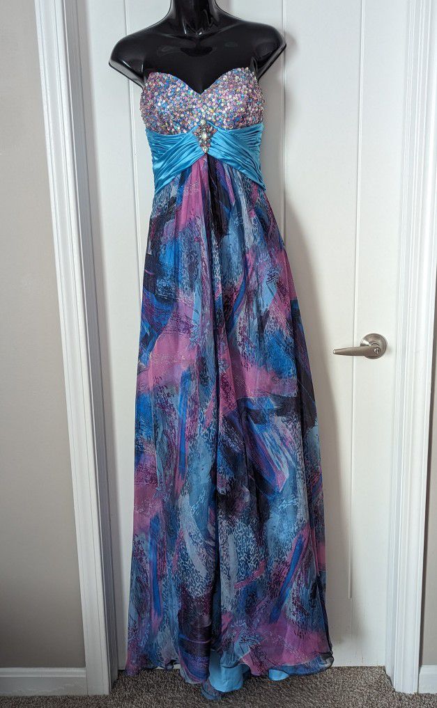 Violet & Blue Multicolor Sequin Dress By Tony Bowls