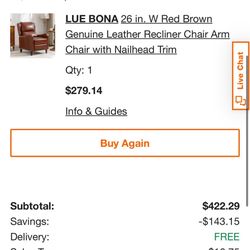 Recliner Chair See Attached For Details.