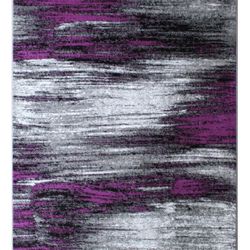 Masada Rugs, Modern Contemporary Area Rug, Purple Grey Black (6 Feet X 9 Feet