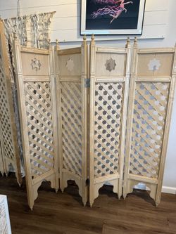 Moroccan Style Room Screen, 71”h, 4 panels at 16”each