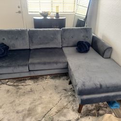 New Velvet Sectional. Too Small For Space 