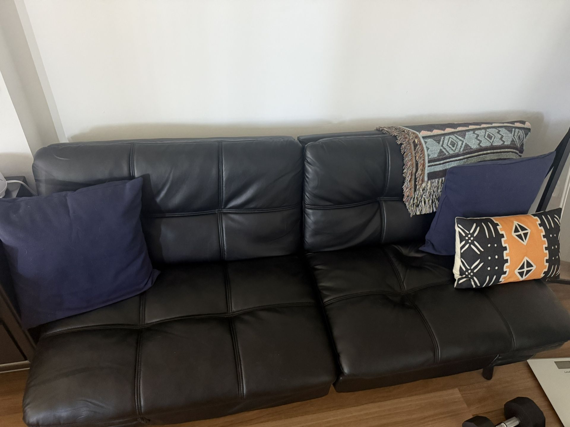 Futon Sofa Bed Used Faux Leather Black