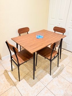 Wood Color 4-Seat Dining Table Set for Kitchen or Dining Area – Door Pickup Available ASAP