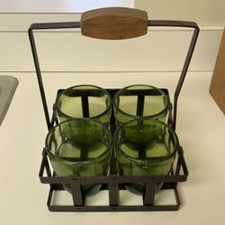 Drinking Glasses w/ decorative holder 