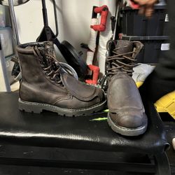 Worx Steel Toe Boots Size 9 - Dark Brown