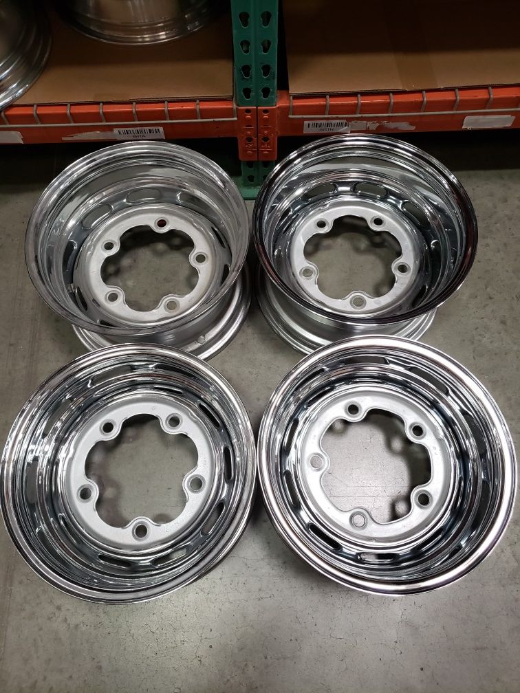 15" Volkswagen Chrome 5 Lug Staggered Wheels, VW Bolt Pattern 5x205
