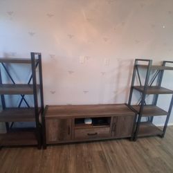 Jerome's TV Stand + Matching Bookcases - AptDeco