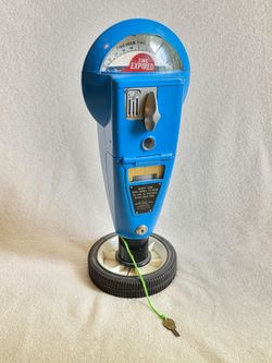 Vintage Blue Duncan  Parking Meter Working with Key