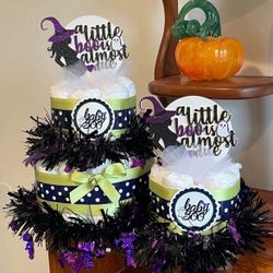 HALLOWEEN WITCH green black purple diaper cakes