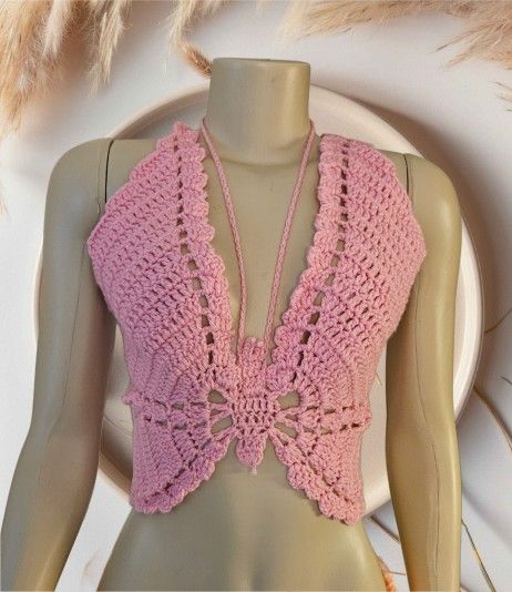 Handmade Crochet Butterfly Top Brand New