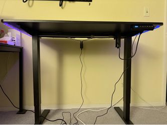 GTPLAYER RGB Electric Standing Desk, Height Adjustable Gaming Desk - Computer Desk with Mouse Pad, Home Office Desk