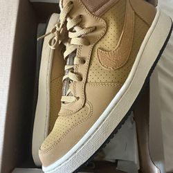 Nike Court Borough Mid 2 sneakers in a tan/wheat colorway