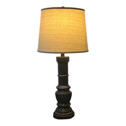 Coast Lamp Distressed Black Ribbed Pedestal Lamp