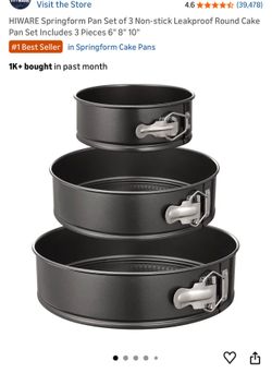 HIWARE Springform Pan Set of 3 Non-stick Leakproof Round Cake Pan Set Includes 3 Pieces 6" 8" 10"