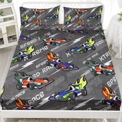 AILONEN Racing Car Fitted Sheet Set queen Size