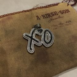 14K White Gold w/ Lab Diamond XO Pendant