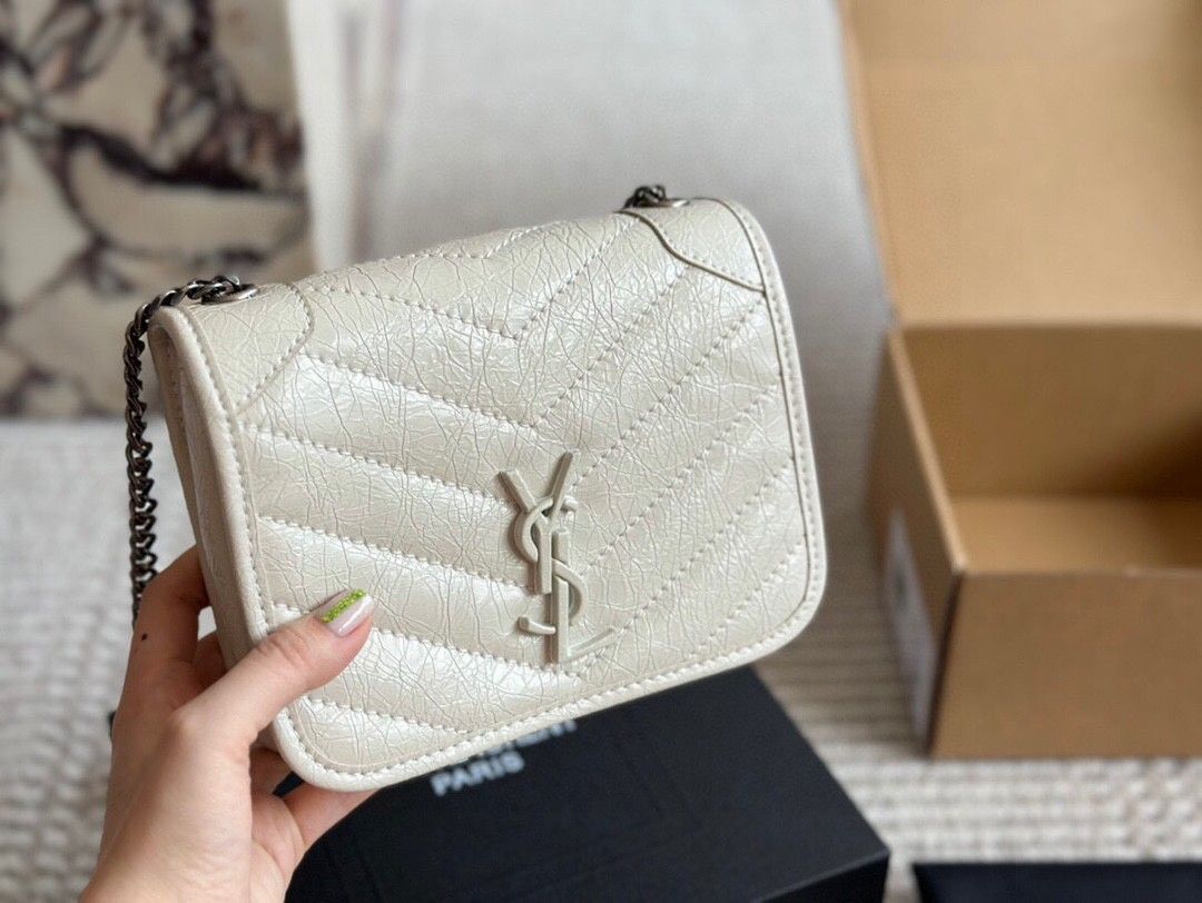 Ysl NIKI loge White Wallet Crossbody Bag
