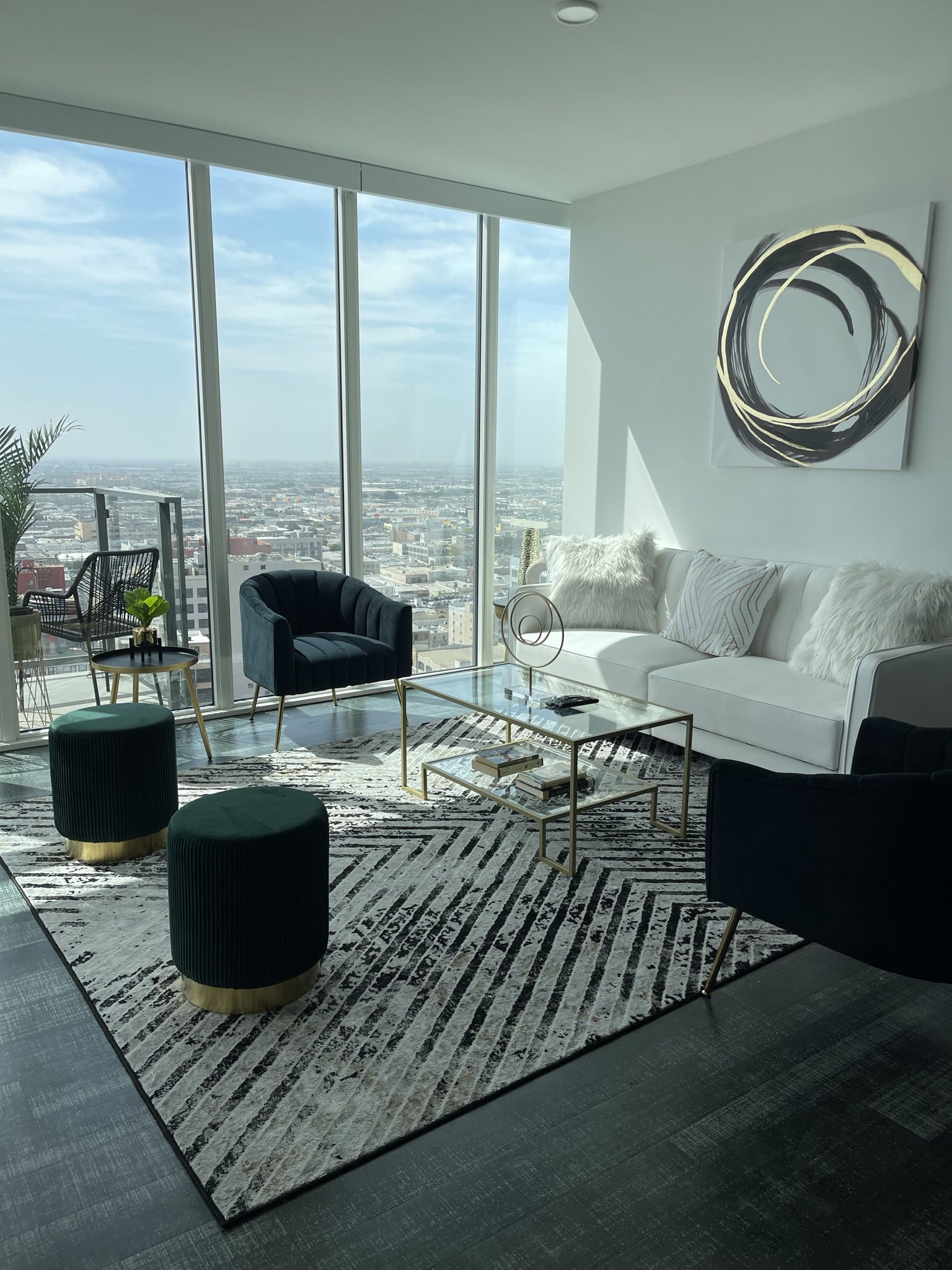 DuHome Modern Round Velvet Ottoman Footrest