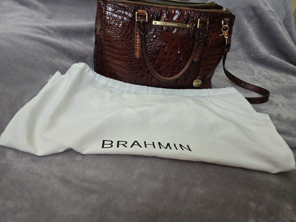  Brahmin Medium Lincoln Satchel in Pecan Melbourne HARD TO FIND!