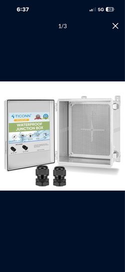 Waterproof Electrical Junction Box IP67 ABS Plastic Enclosure with Hinged Cover with Mounting Plate, Wall Brackets, Cable Glands (Off-White, 17
