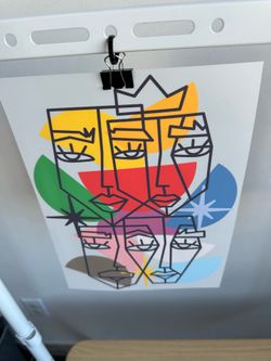 Mid-Century Modern Abstract Face Art Prints – Symmetrical Gallery Set of 4