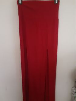 Red skirt with side slits