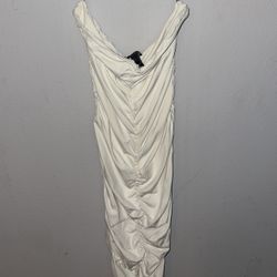 OFF WHITE RUCHED DRESS SMALL