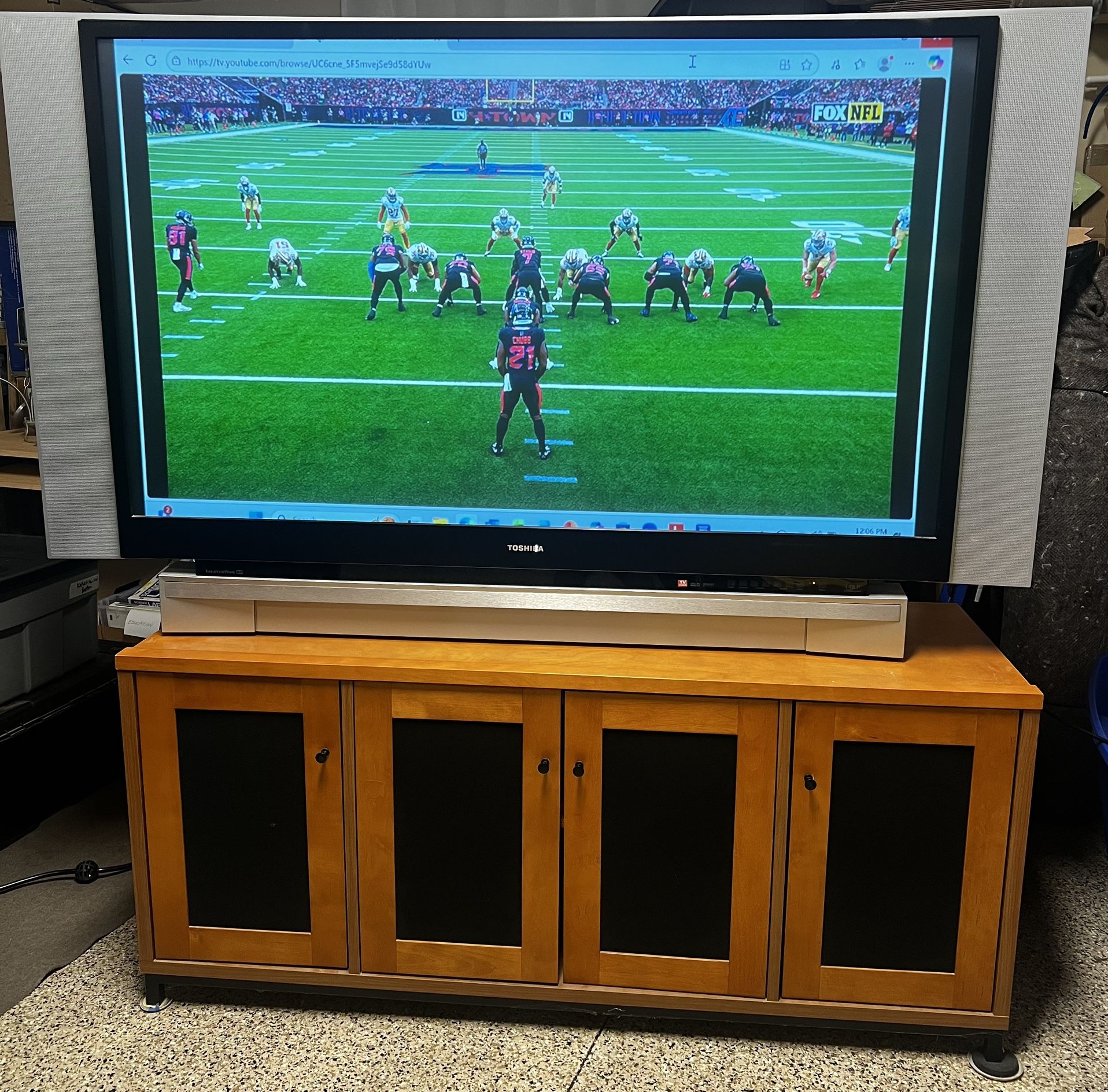Toshiba 62” projection TV and cabinet