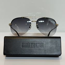 New Cutler & Gross 1372S Gunmetal Aviator Titanium Rimless Sunglasses 