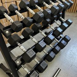 Dumbbell Set 5lb - 50lb With Heavy Duty 3 Tier Rack Brand New🏋🏽‍♂️  In The Box📦 