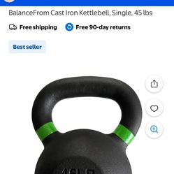 BalanceFrom Cast Iron Kettlebell, Single, 45 lbs
