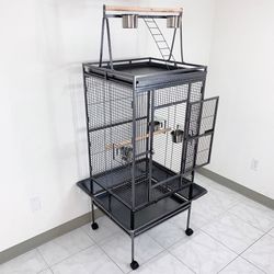 (NEW) $155 Large 68-inch Tall Bird Cage with Rolling Stand for Parrots Parakeets Cockatiel Lovebird