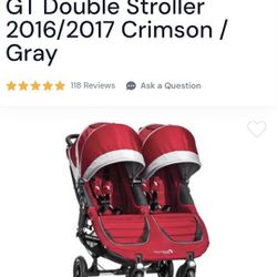 Gt Double Stroller With Extra 2 Red Canopys
