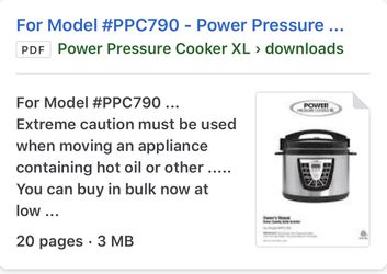 POWER Pressure Cooker XL User Guide