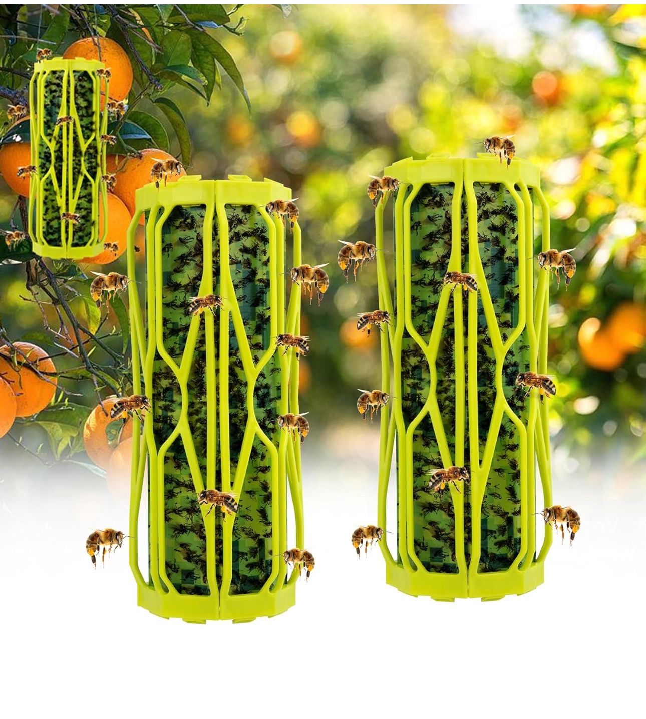 2 Pack Wasp Traps Outdoor, Carpenter Bee Traps for Outside, Fly Traps Outdoor, Fly Traps for Indoors, Flying Catcher, Gnat, Mosquito, Bee, Wasp Flying
