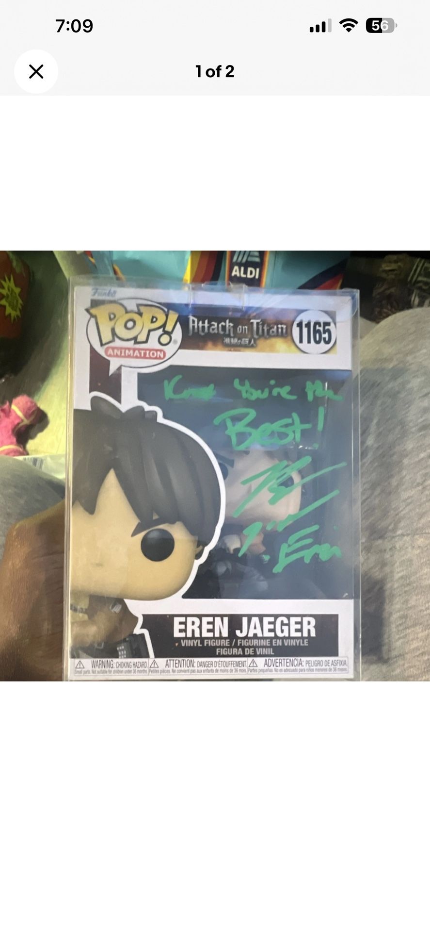 Funko Pop! Animation 1165 Eren Jaeger Attack on Titan Autographed Vinyl Figure