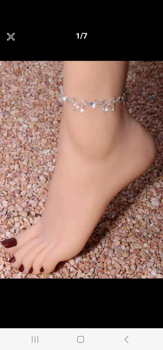 Rhinestone Butterfly Decor Anklet