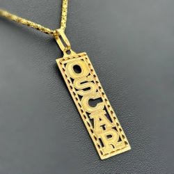 Jewelry 14k solid yellow gold OSCAR Pendant charm