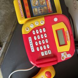 Vintage Mcdonald’s Cash Register Restaurant Toy Missing Key