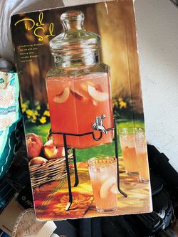 Beverage Glass Jar with Metal Stand