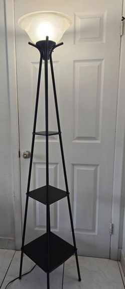 Metal Etagere Floor Lamp with Shelves